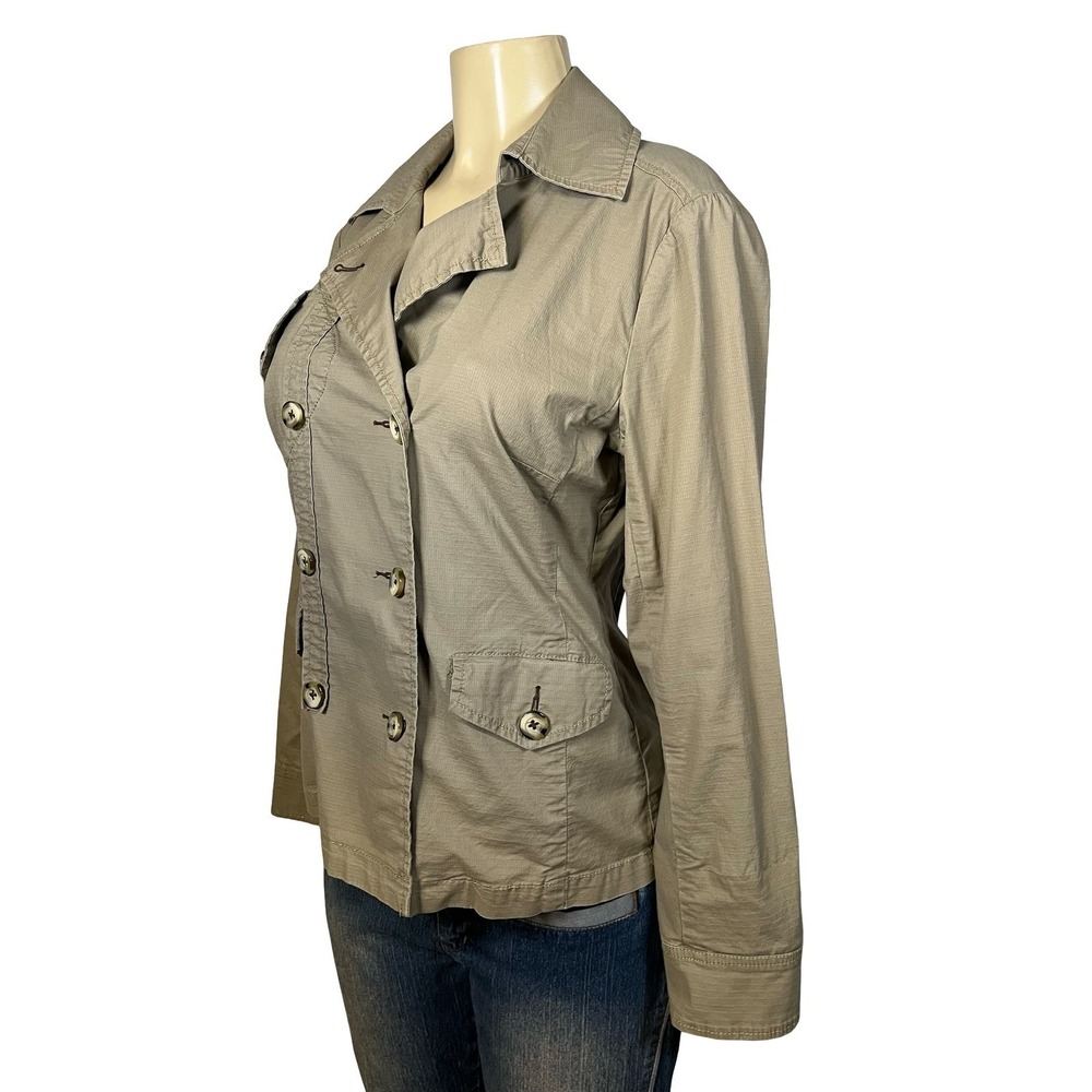 Cabi 904 Khaki Tan Military Double Breasted Utility Jacket Womens Medium M